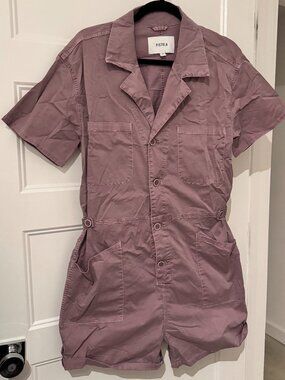 Pistola Parker Denim Romper Lilac Utility Zip Front